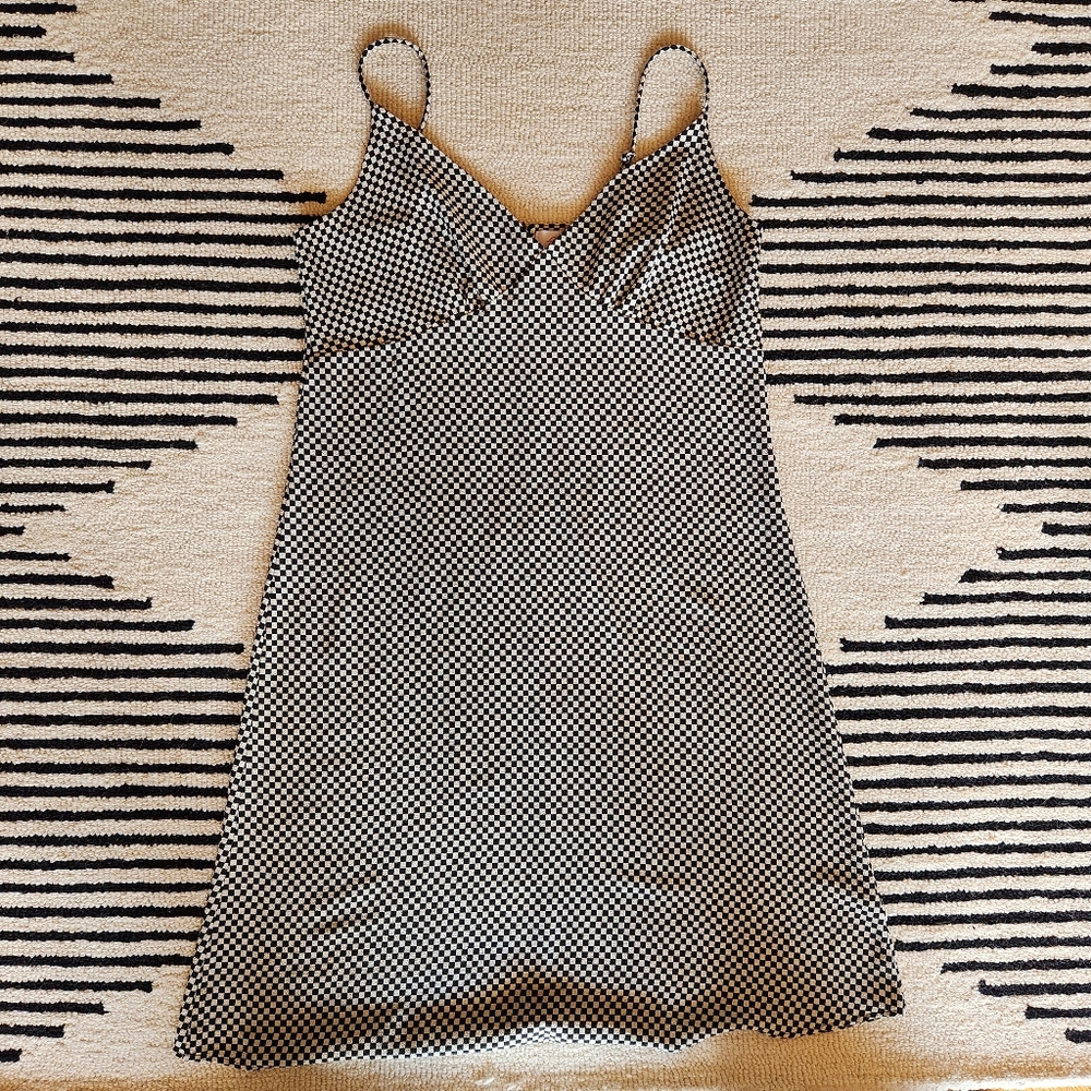 Lisa Says Gah! Black and White Checkered Slip Dress